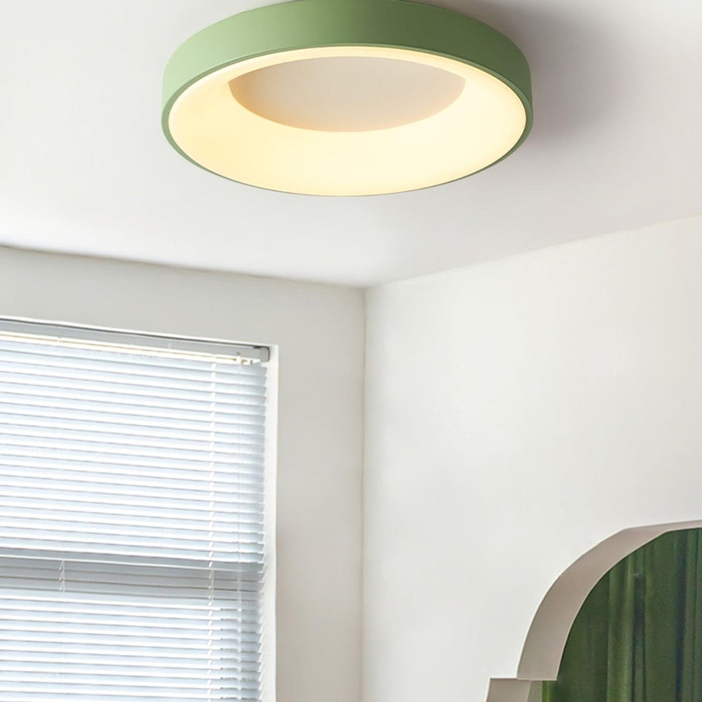 Modern Wrought Iron Flush Mount Ceiling Light With Tri-Color LED Glow