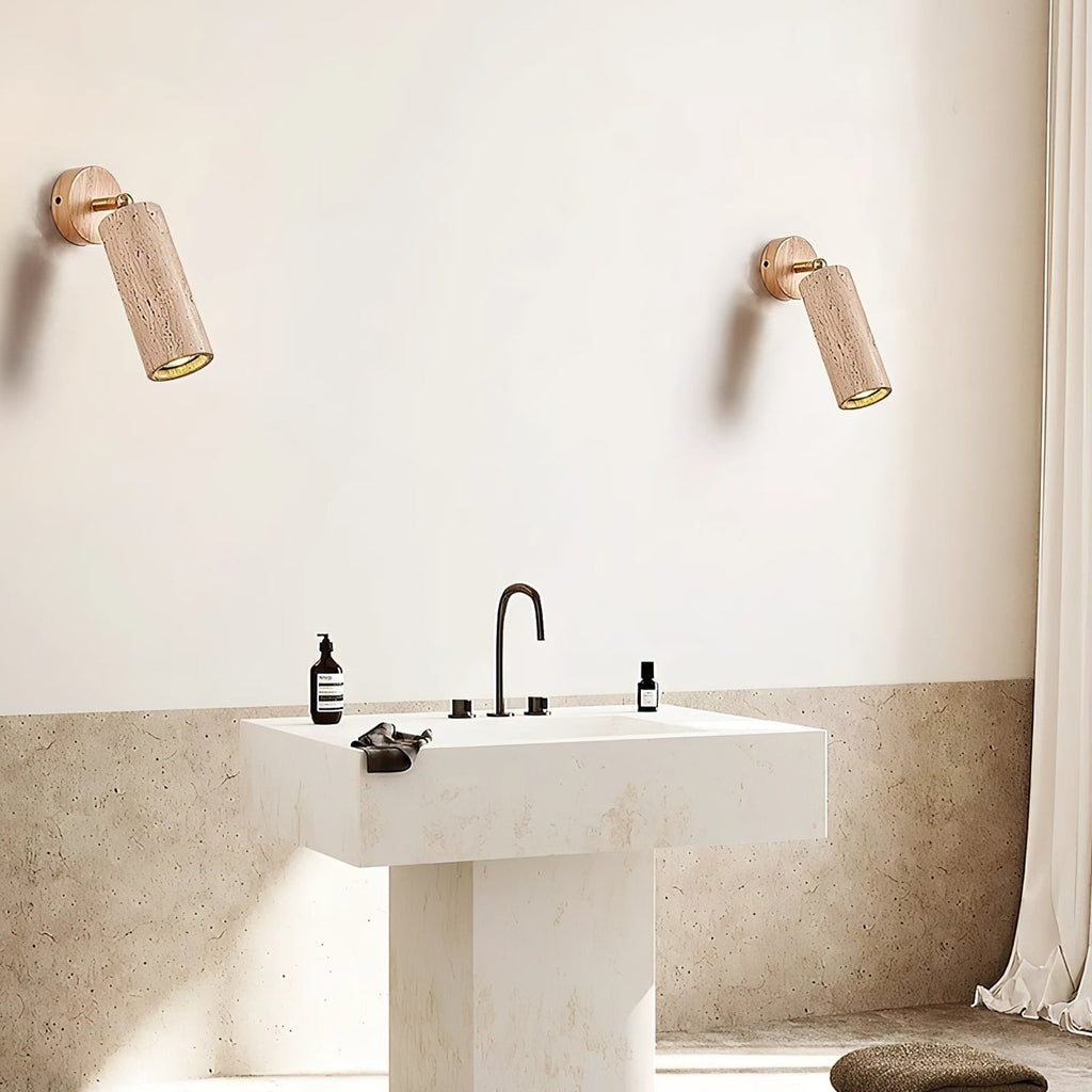 Modern Travertine Wall Sconce With Warm LED Glow