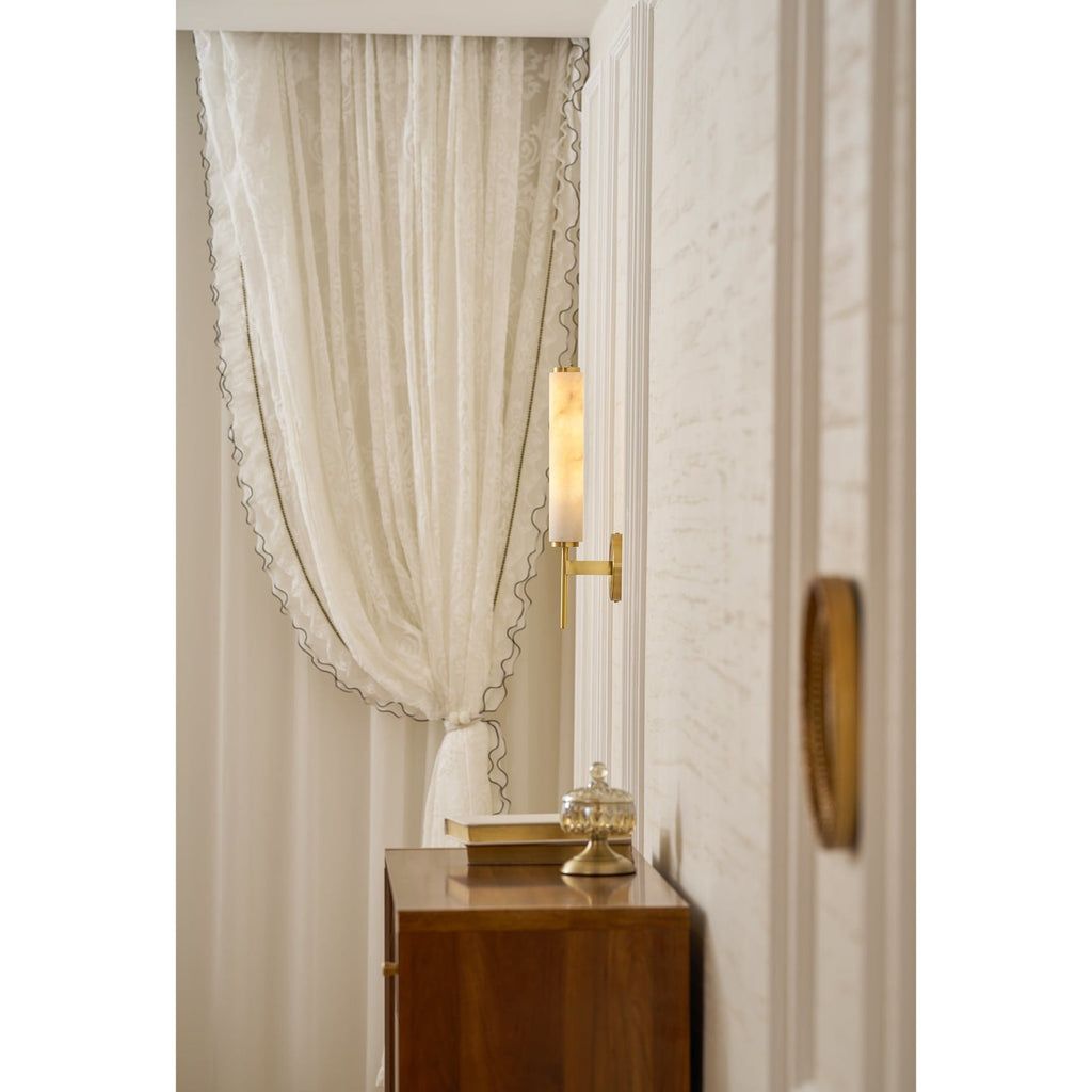 Modern Metal and Faux Alabaster Wall Sconce for Living Room