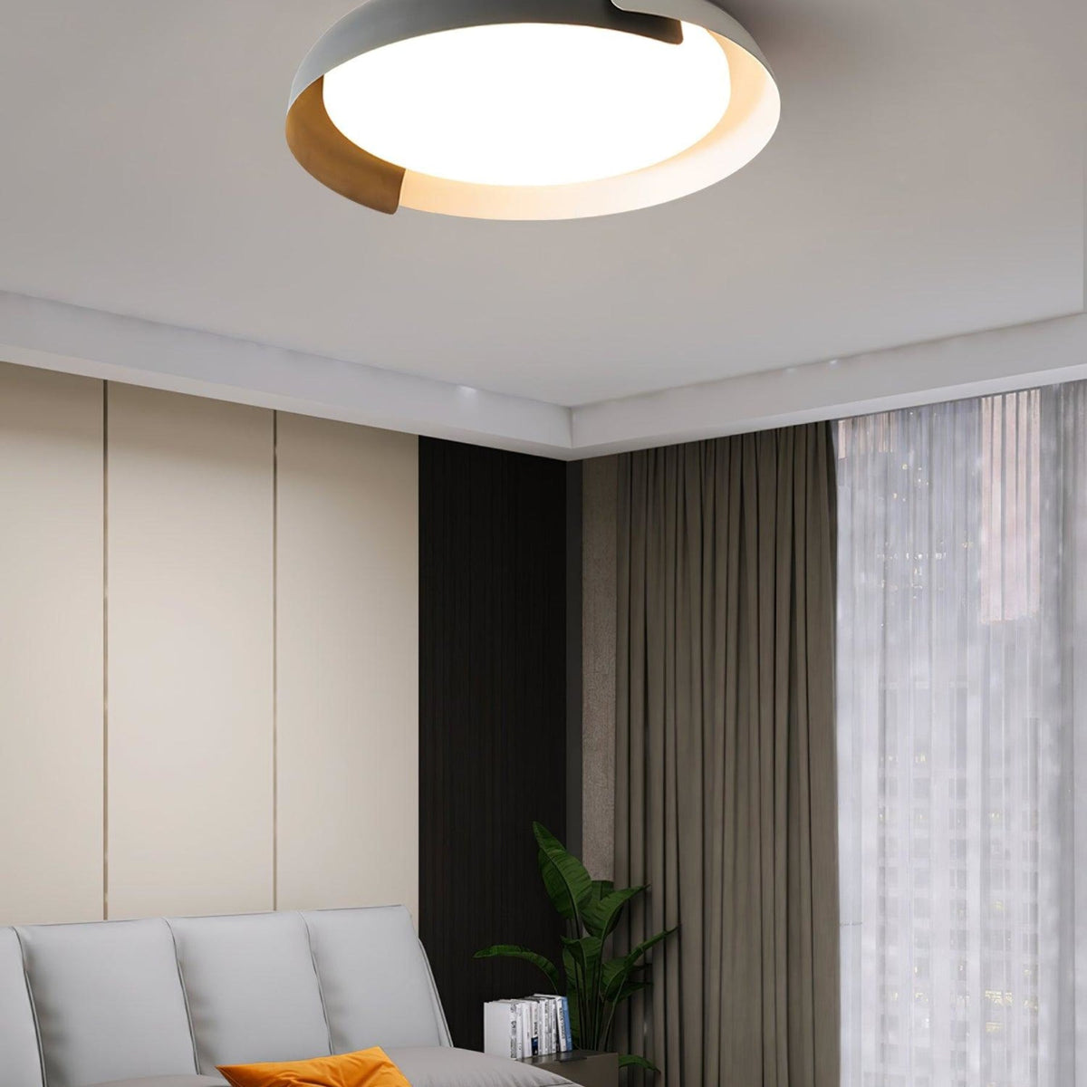 Modern Wood Flush Mount Ceiling Light for Living Room