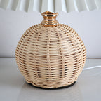Bohemian Rattan Table Lamp With Tri-Color Warm Light