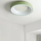 Modern Wrought Iron Flush Mount Ceiling Light With Tri-Color LED Glow