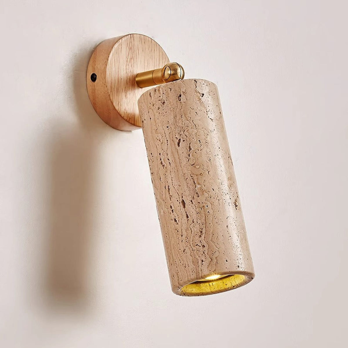 Modern Travertine Wall Sconce With Warm LED Glow