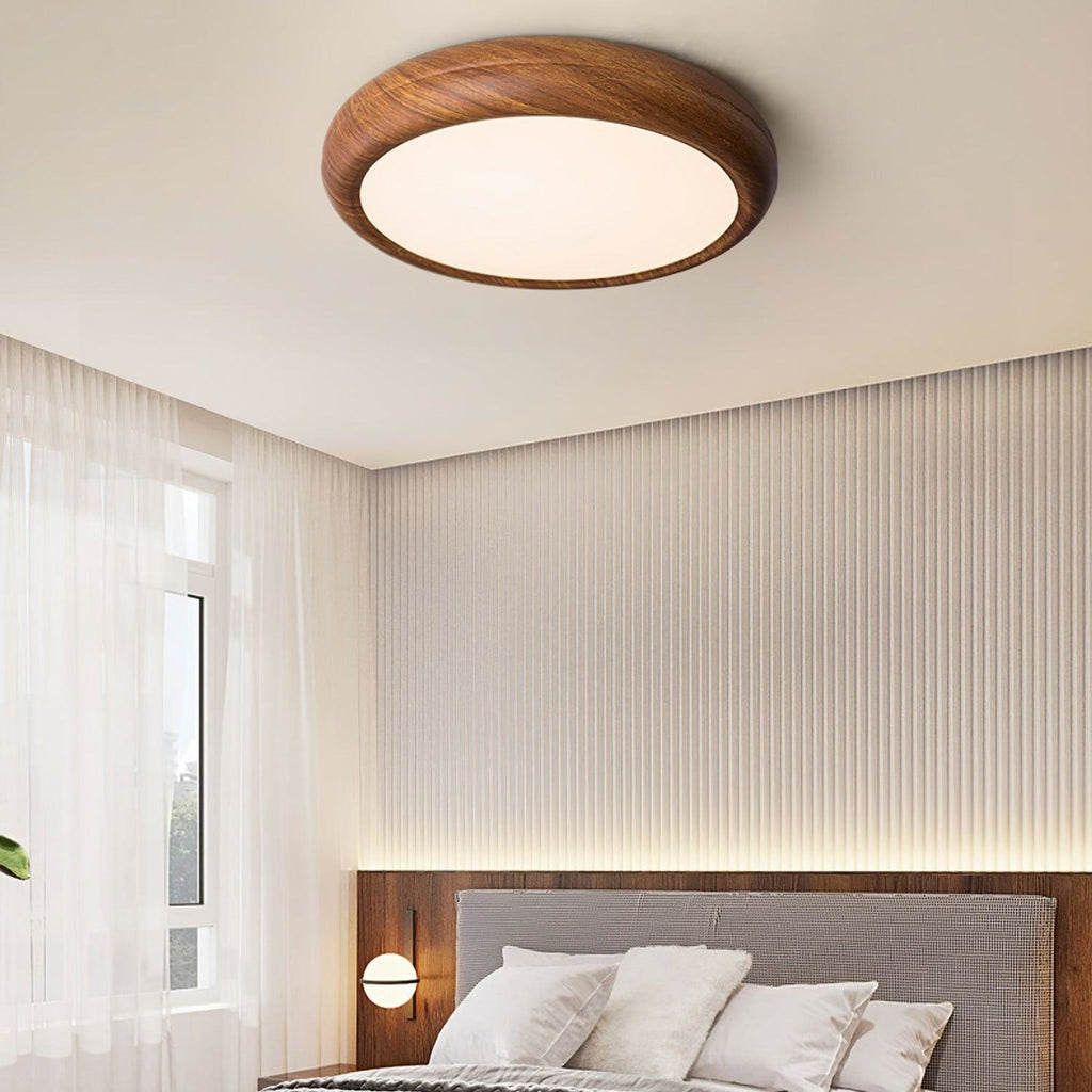 Scandinavian Wood Flush Mount Ceiling Light for Living Room