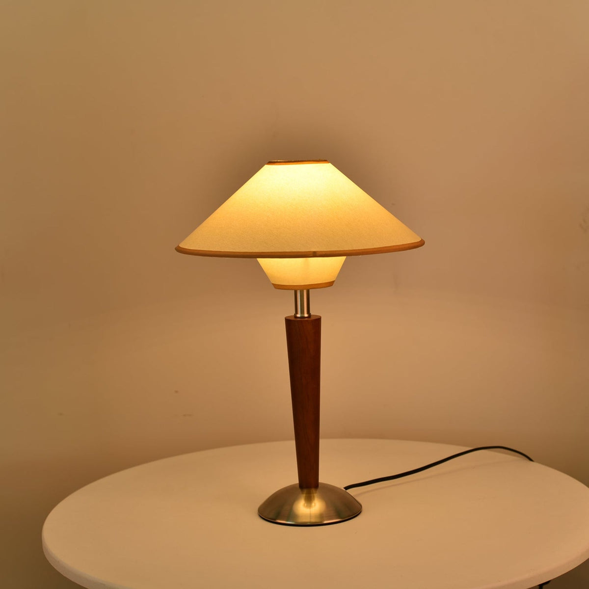 Modern Wood Table Lamp With Fabric Shade for Living Room