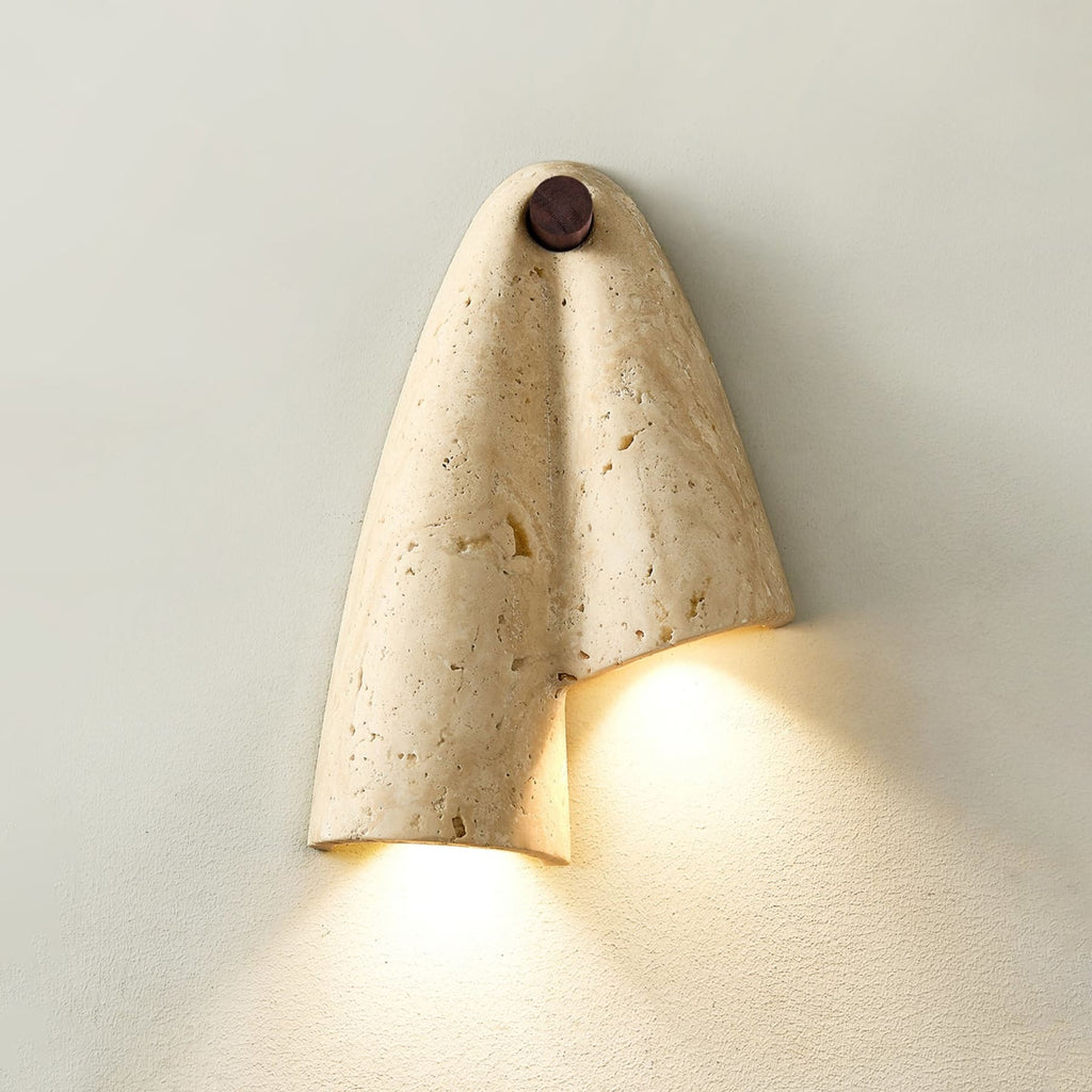Modern Travertine Wall Sconce With Warm LED Glow