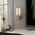 Modern Metal and Faux Alabaster Wall Sconce for Living Room