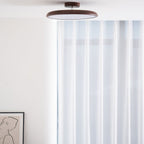 Scandinavian Wood-Effect Flush Mount Ceiling Light With Tri-Color Glow