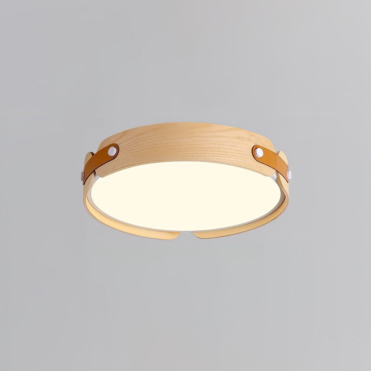 Scandinavian Wood Flush Mount Ceiling Light With Slim Low-Profile Design