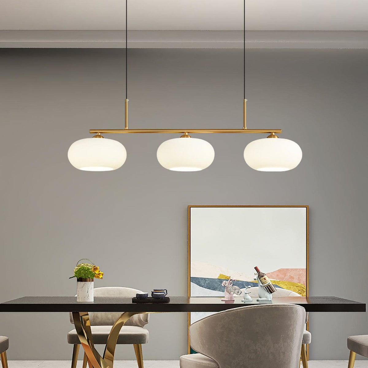 Modern Glass Pendant Light With Tri-Color LED Glow