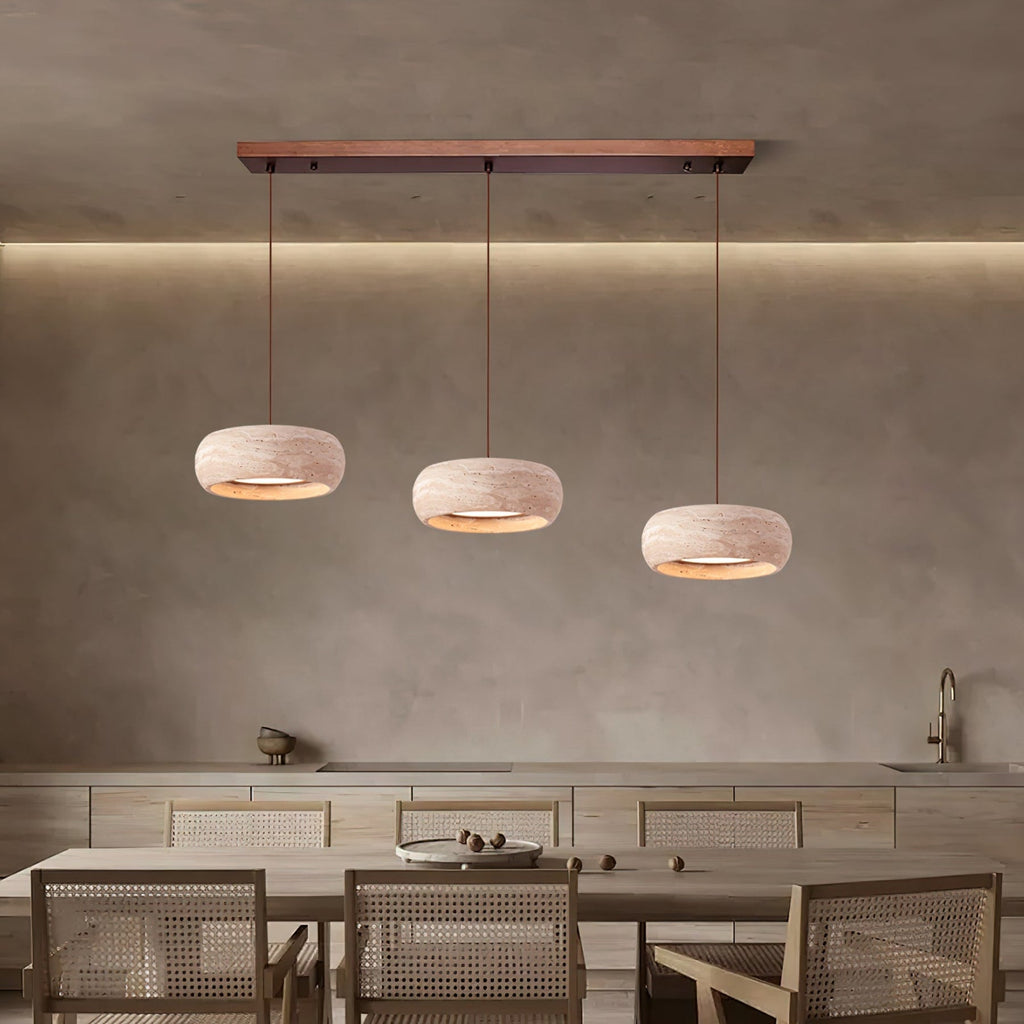 Modern Travertine Stone Pendant Light With Dimmable Remote Control