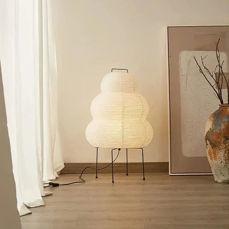 Bohemian Paper Floor Lamp With Tri-Color Glow