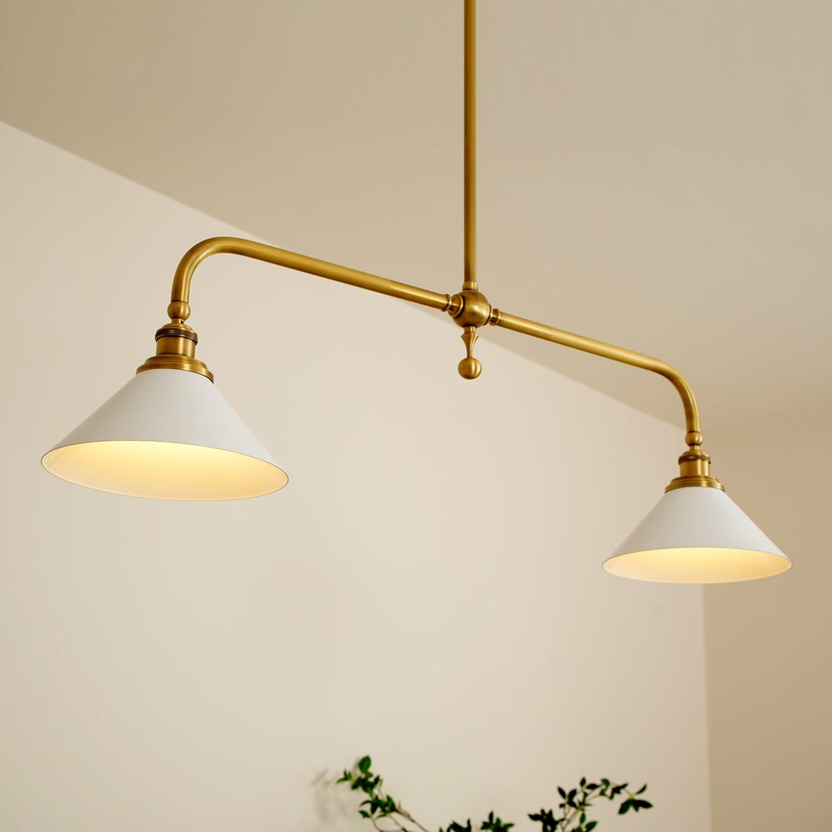 Modern Brass Pendant Light With Ceramic Shades for Dining Room