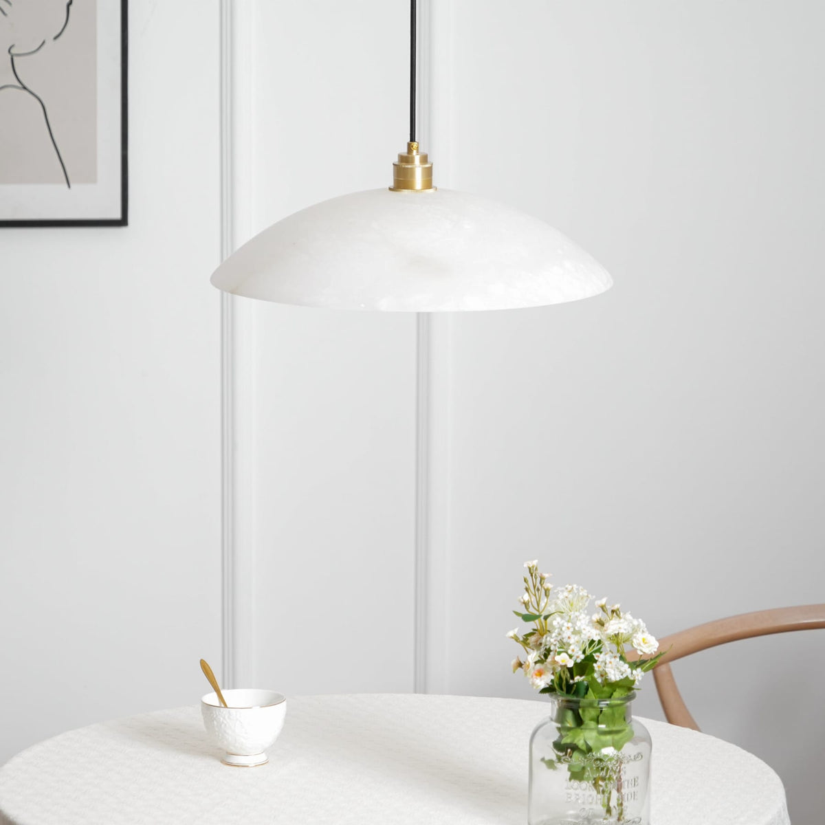 Modern Marble and Copper Pendant Light for Dining Room