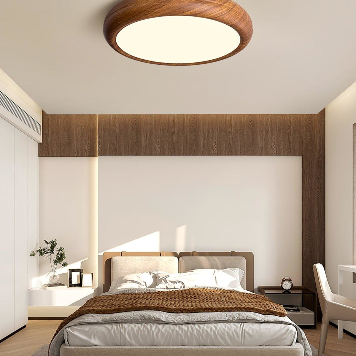 Scandinavian Wood Flush Mount Ceiling Light for Living Room