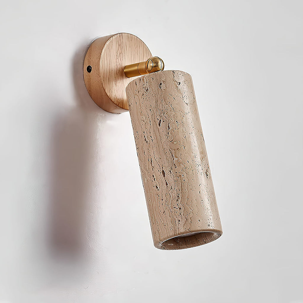 Modern Travertine Wall Sconce With Warm LED Glow