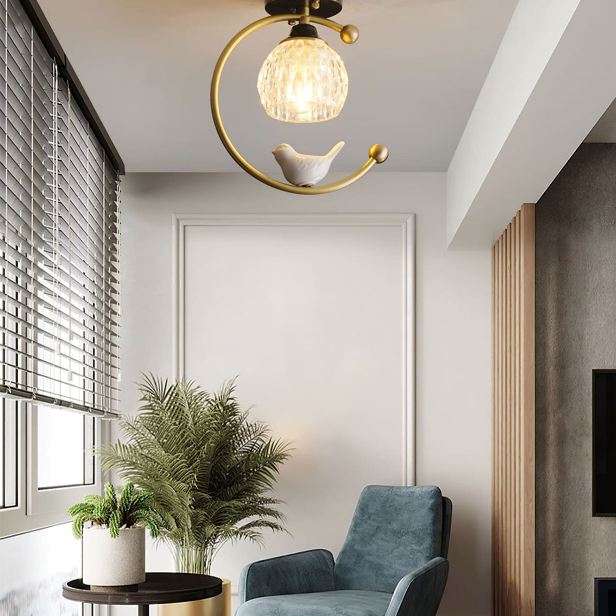 Modern Solid Brass Flush Mount Ceiling Light