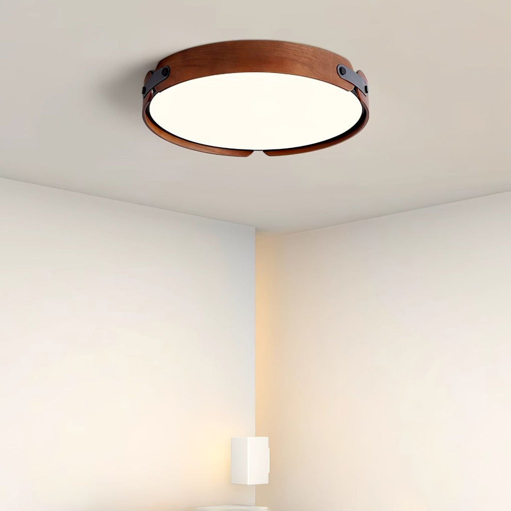 Scandinavian Wood Flush Mount Ceiling Light With Slim Low-Profile Design