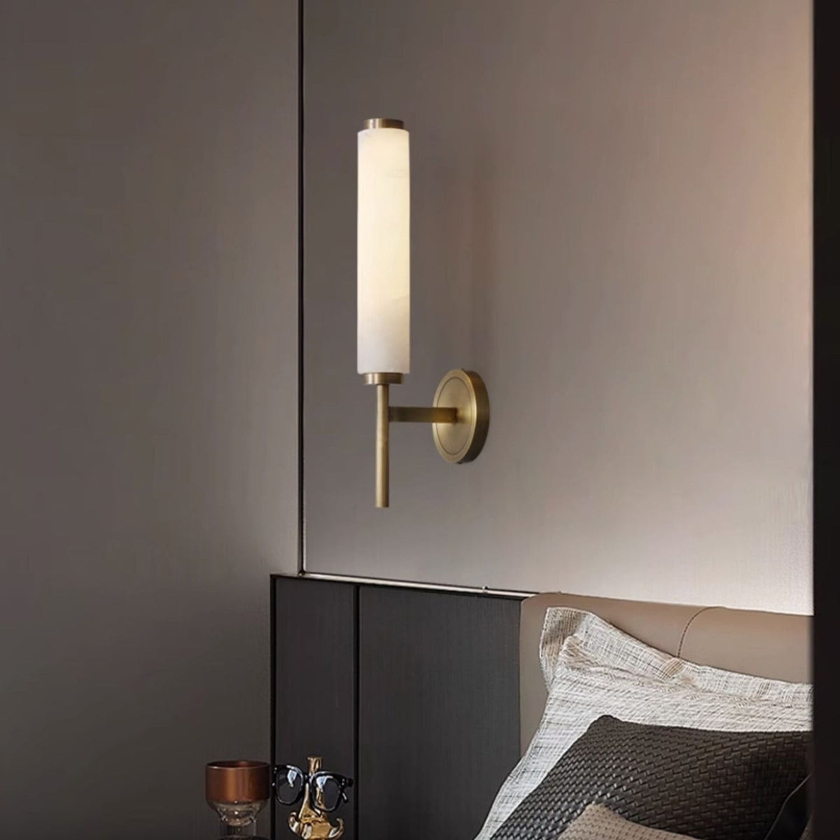 Modern Metal and Faux Alabaster Wall Sconce for Living Room