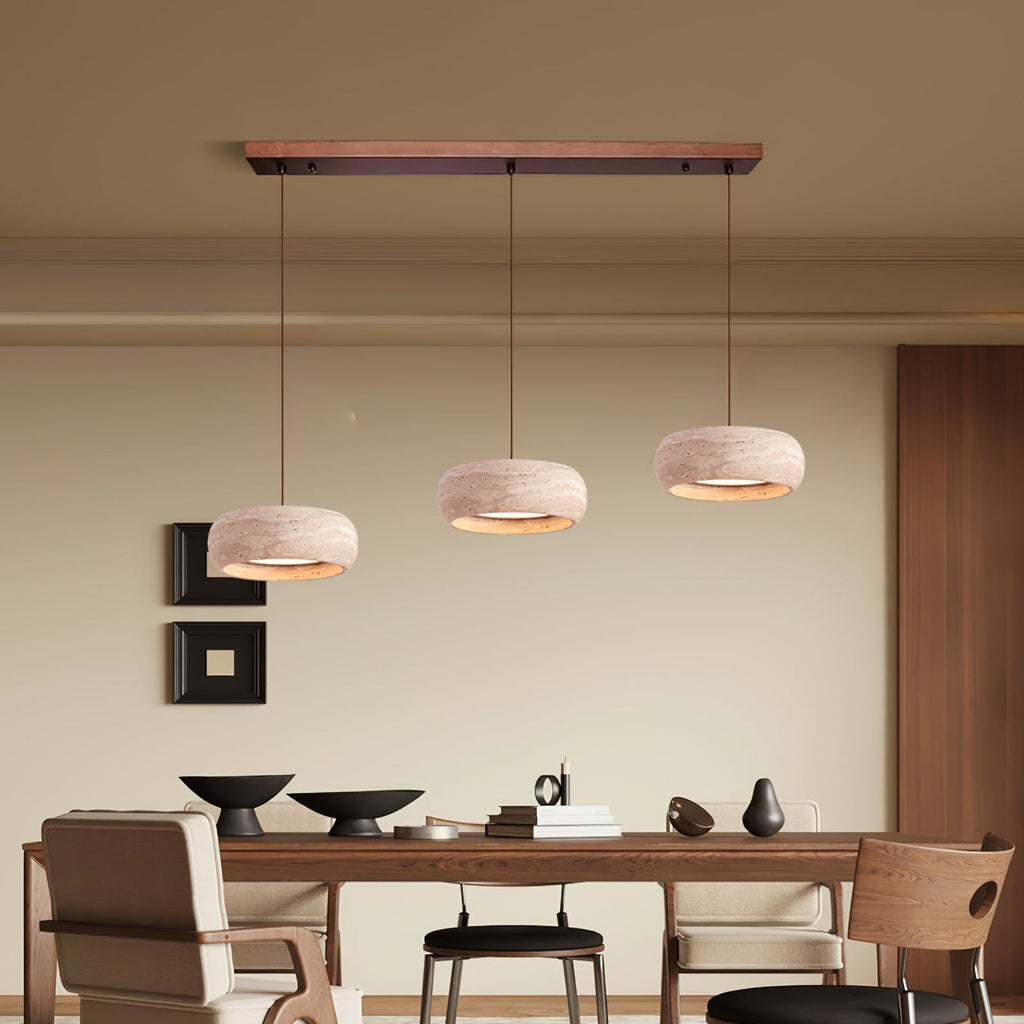 Modern Travertine Stone Pendant Light With Dimmable Remote Control