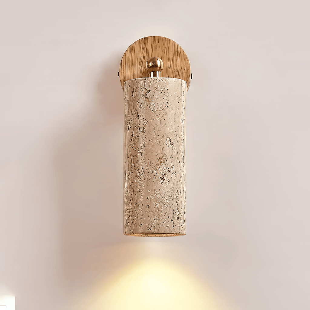 Modern Travertine Wall Sconce With Warm LED Glow