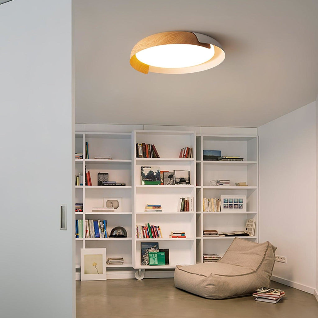Modern Wood Flush Mount Ceiling Light for Living Room