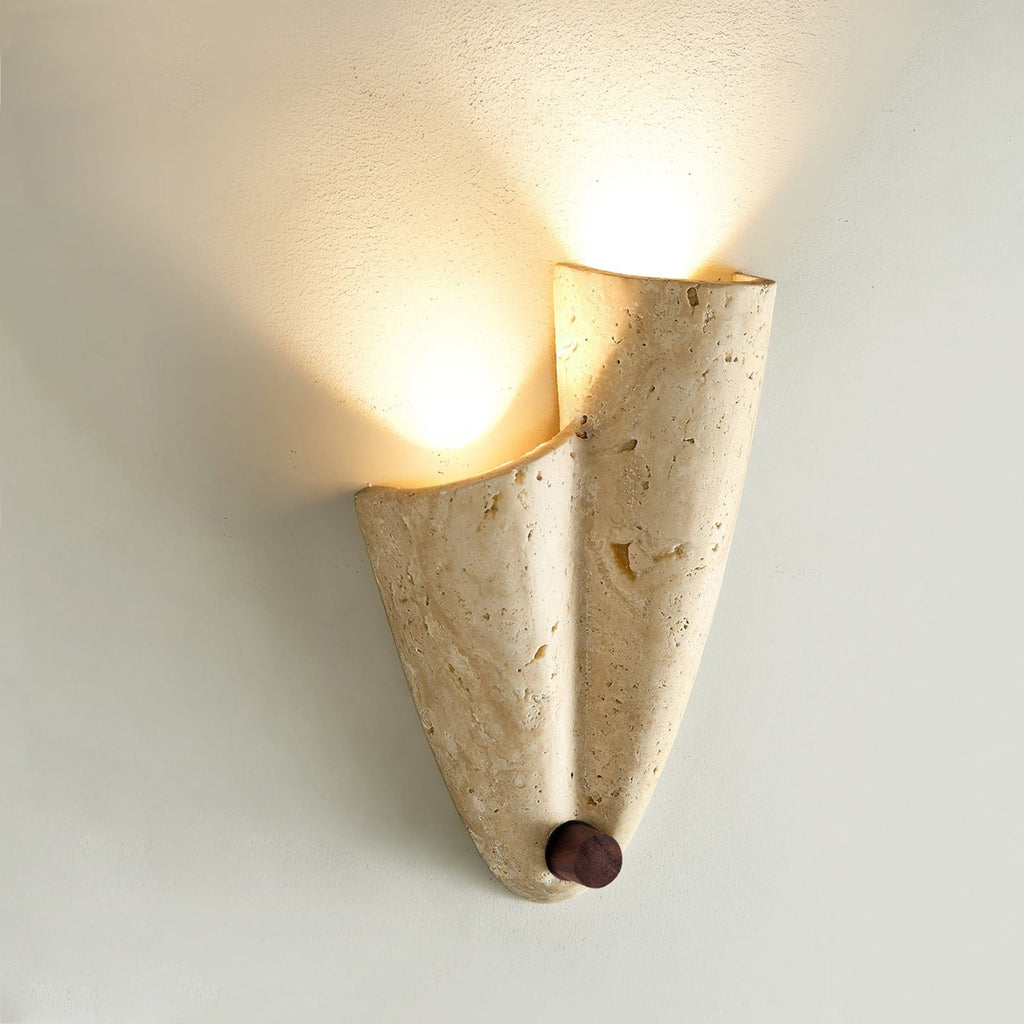 Modern Travertine Wall Sconce With Warm LED Glow