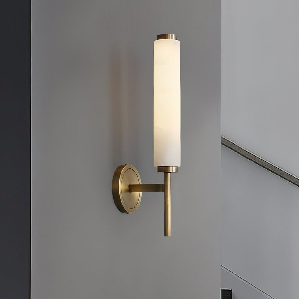 Modern Metal and Faux Alabaster Wall Sconce for Living Room