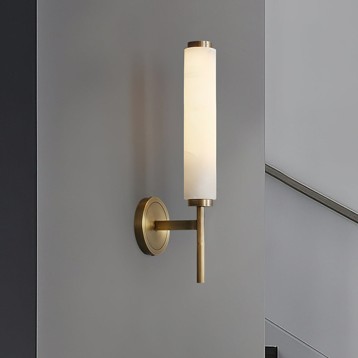 Modern Metal and Faux Alabaster Wall Sconce for Living Room