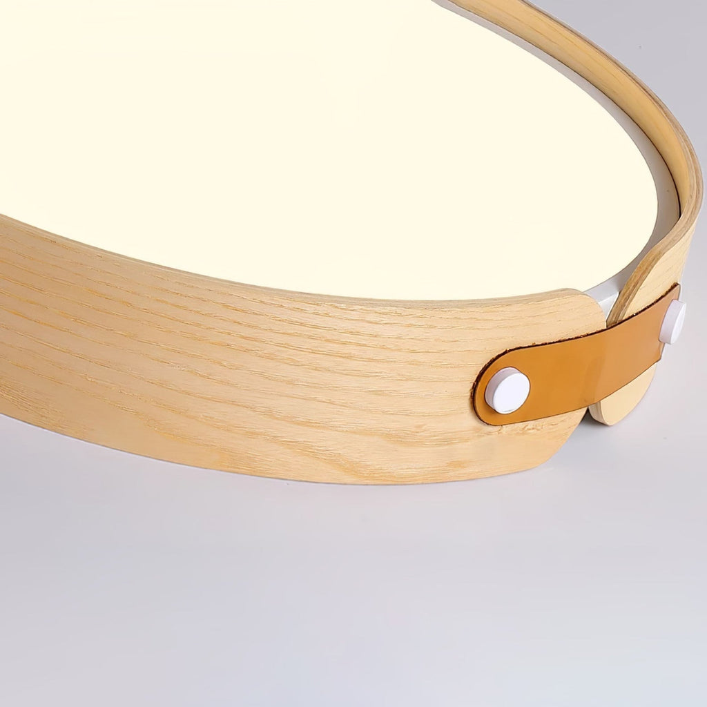 Scandinavian Wood Flush Mount Ceiling Light With Slim Low-Profile Design