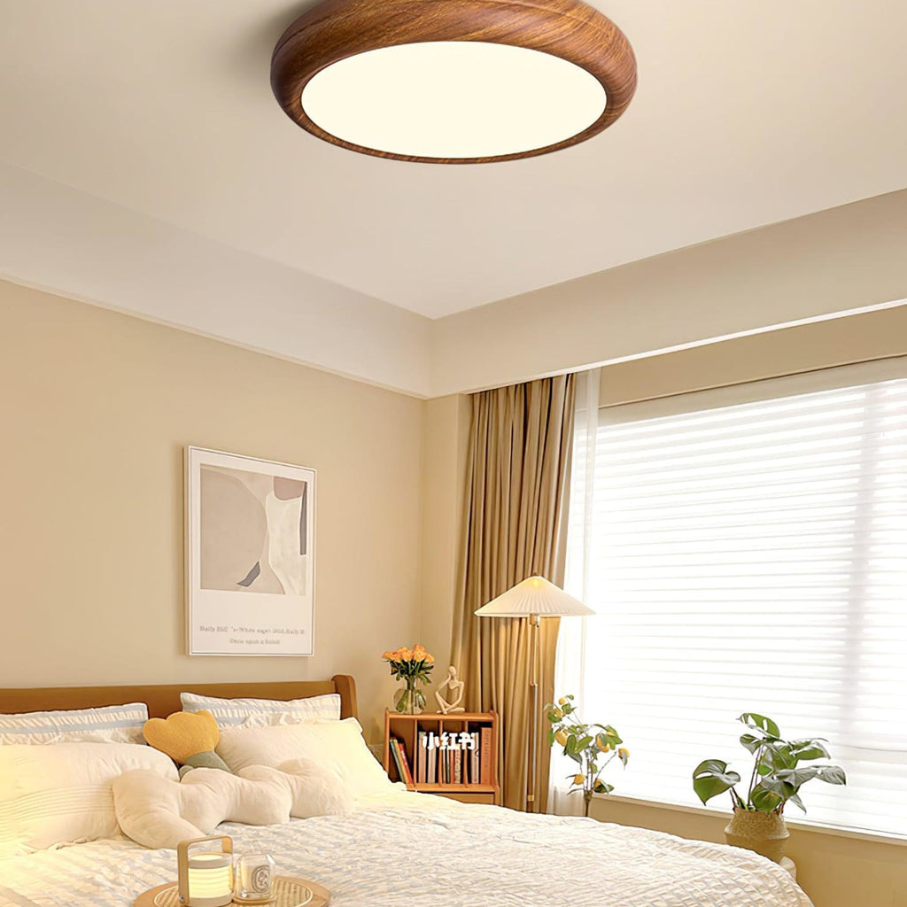 Scandinavian Wood Flush Mount Ceiling Light for Living Room