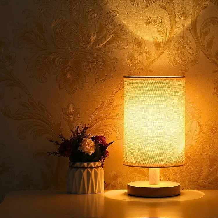 Scandinavian Wood Table Lamp With Linen Shade