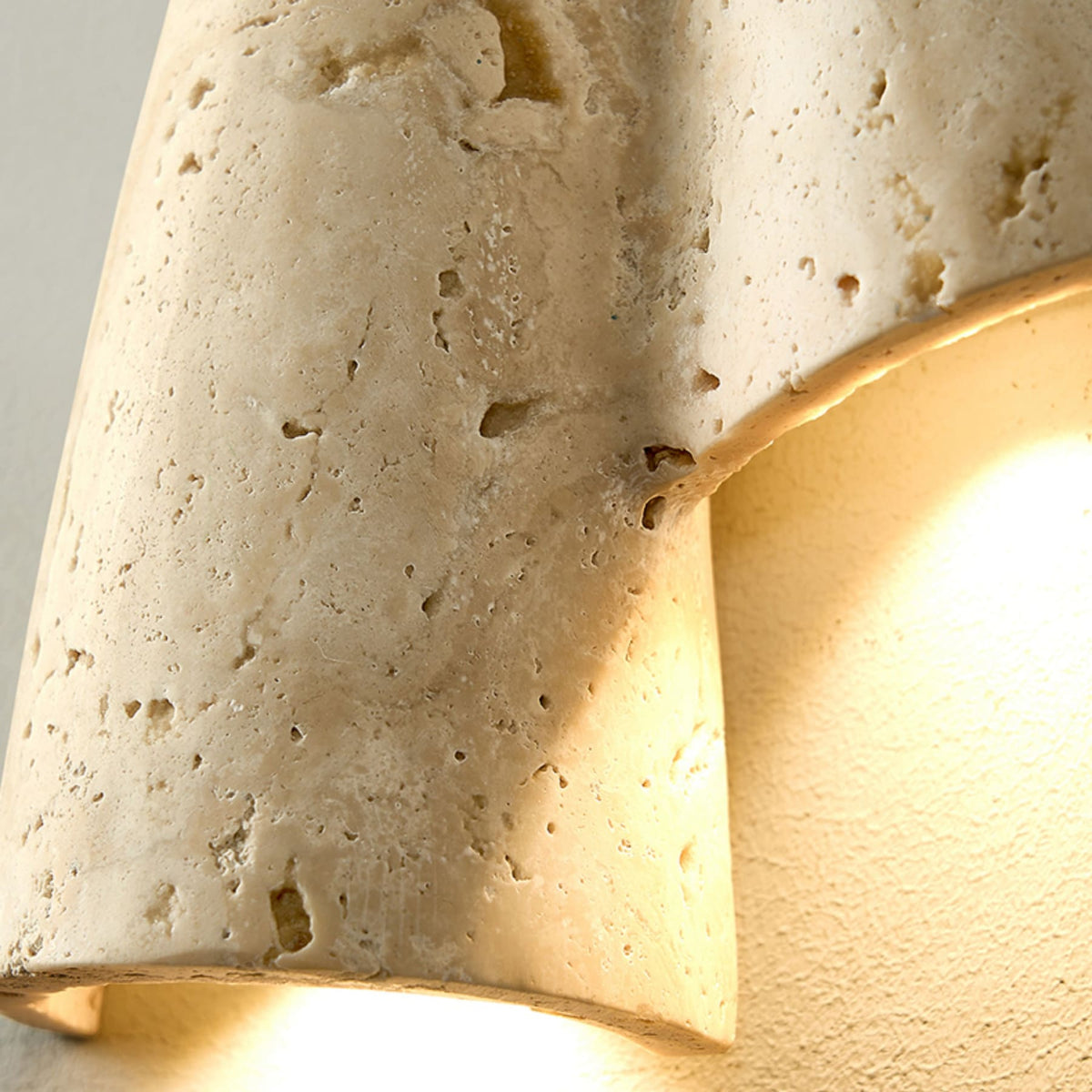 Modern Travertine Wall Sconce With Warm LED Glow