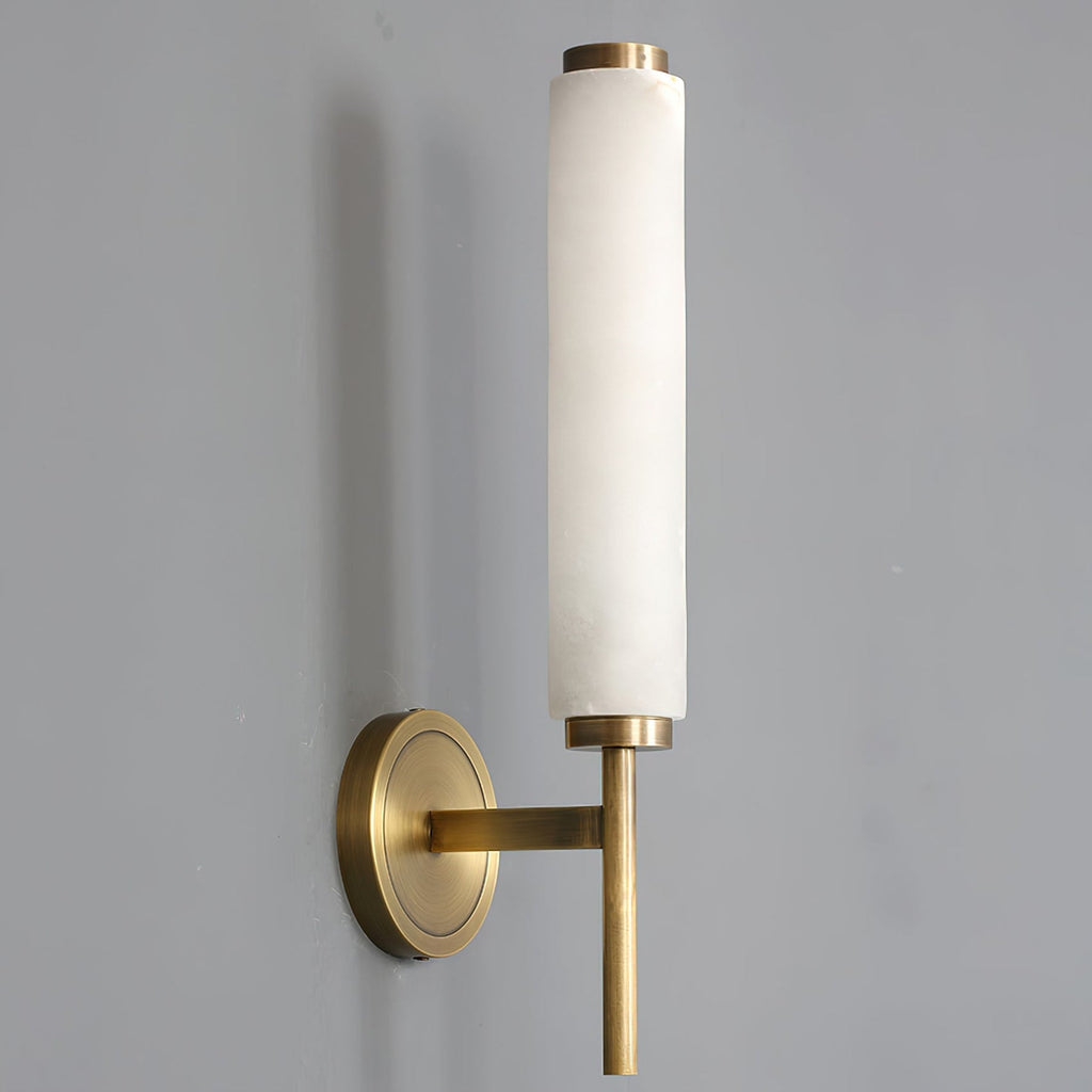 Modern Metal and Faux Alabaster Wall Sconce for Living Room
