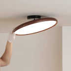 Scandinavian Wood-Effect Flush Mount Ceiling Light With Tri-Color Glow