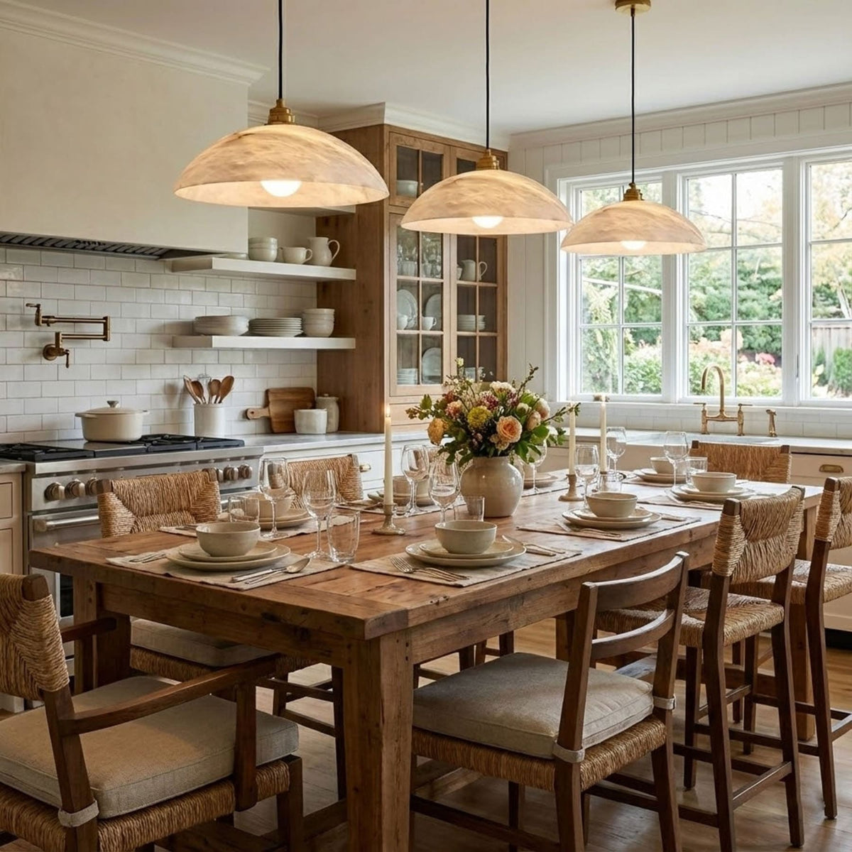 Modern Marble and Copper Pendant Light for Dining Room