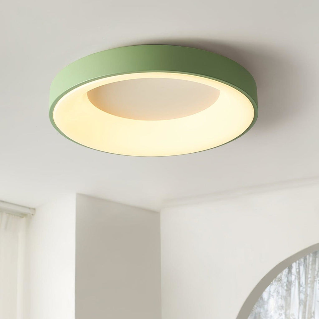 Modern Wrought Iron Flush Mount Ceiling Light With Tri-Color LED Glow
