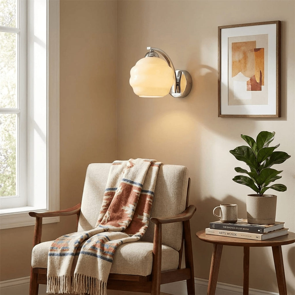 Modern Iron and Glass Wall Sconce With Warm LED Glow