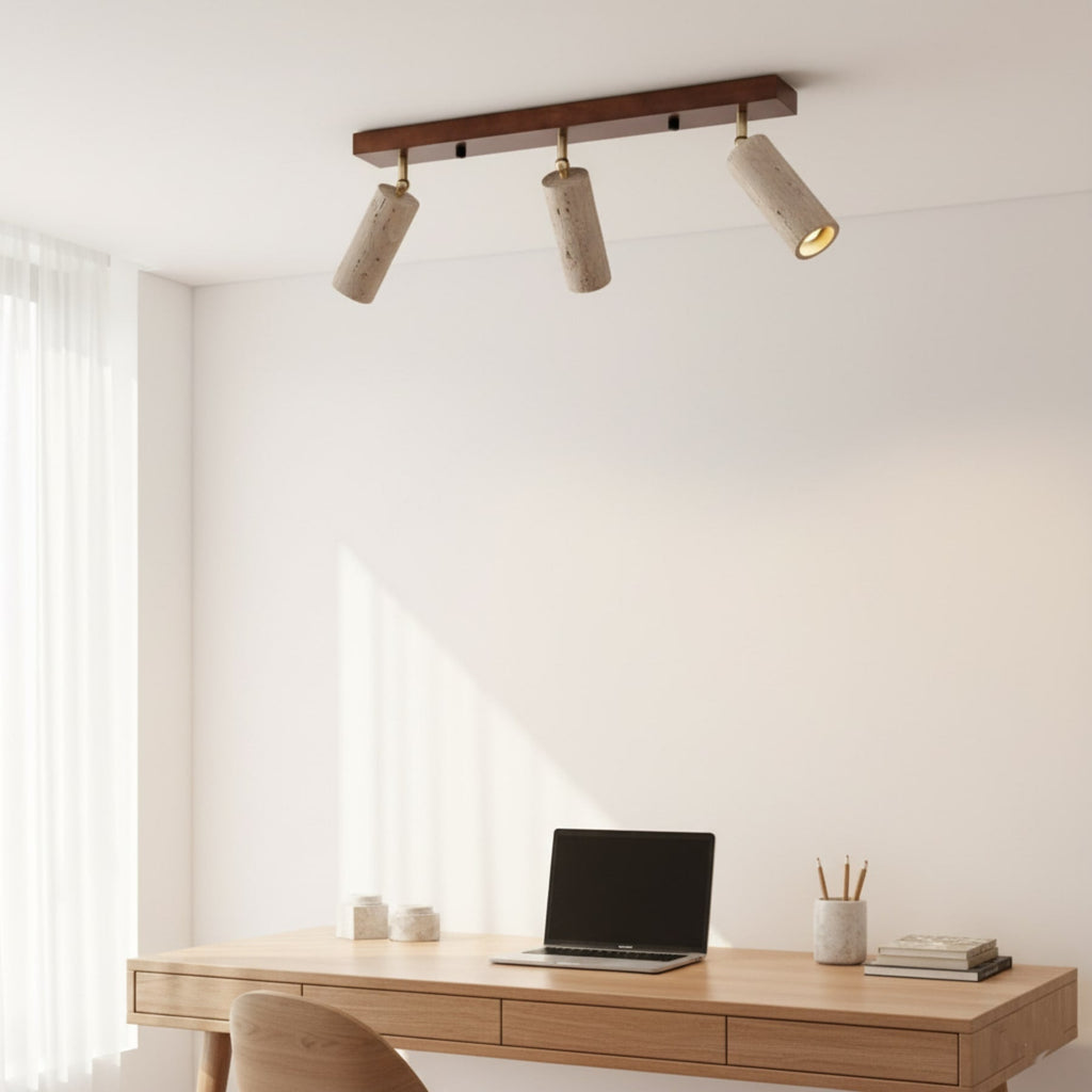 Modern Stone Linear Ceiling Light With Warm White Glow