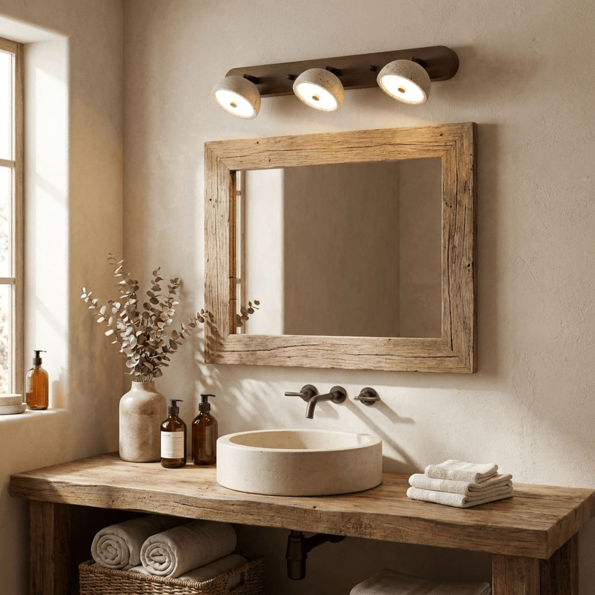 Modern Travertine Wall Sconce With Warm LED Glow for Living Room
