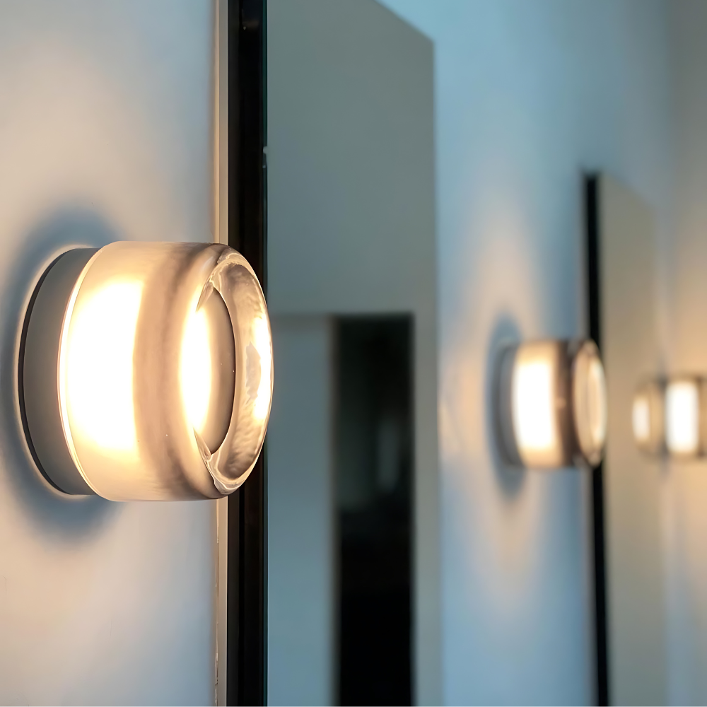 Modern Glass Wall Sconce With Adjustable LED Glow