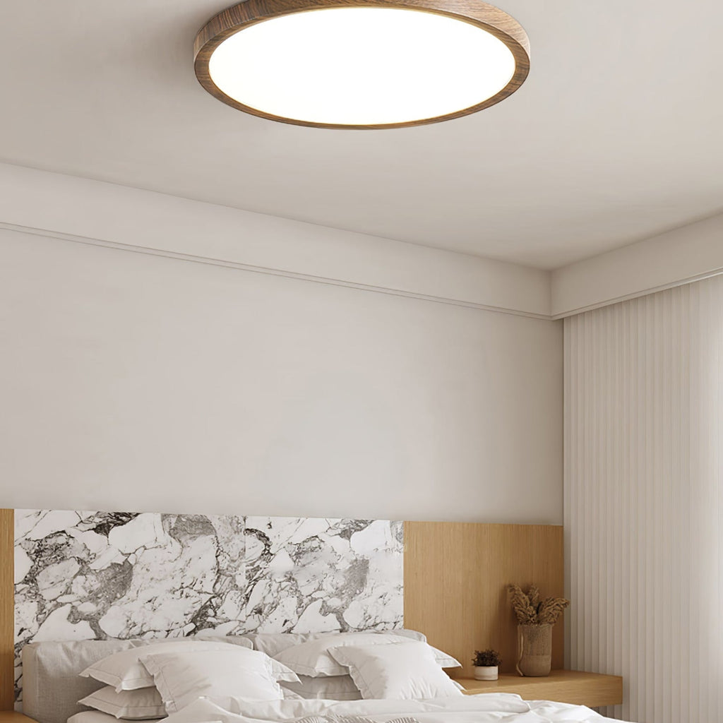 Minimalist Wood Flush Mount Ceiling Light With Slim Profile