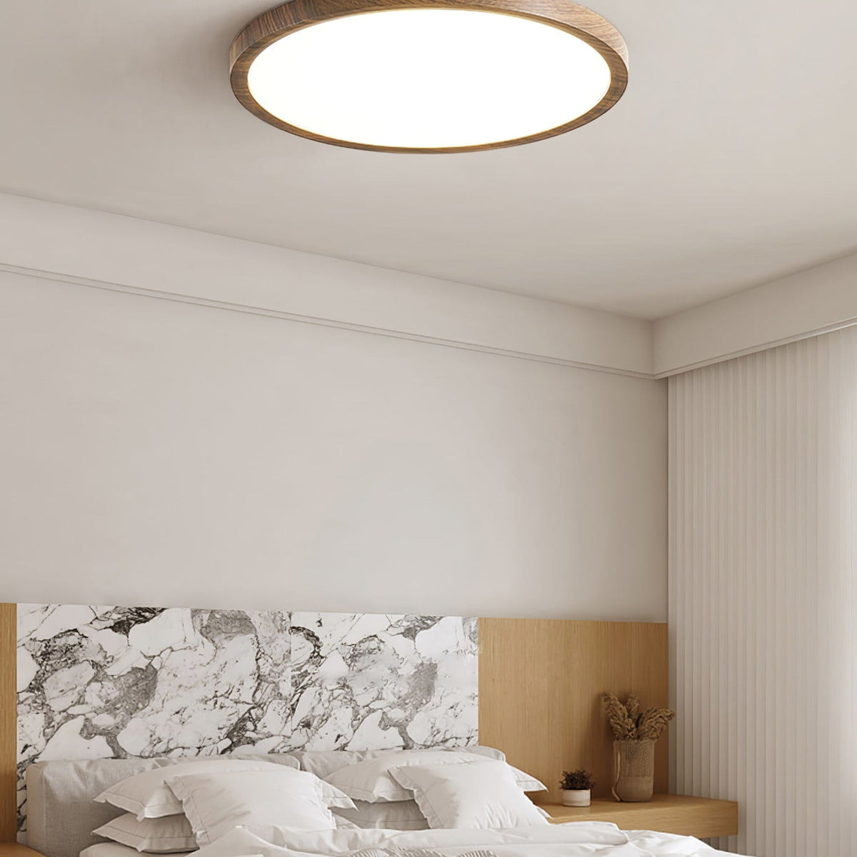 Minimalist Wood Flush Mount Ceiling Light With Slim Profile