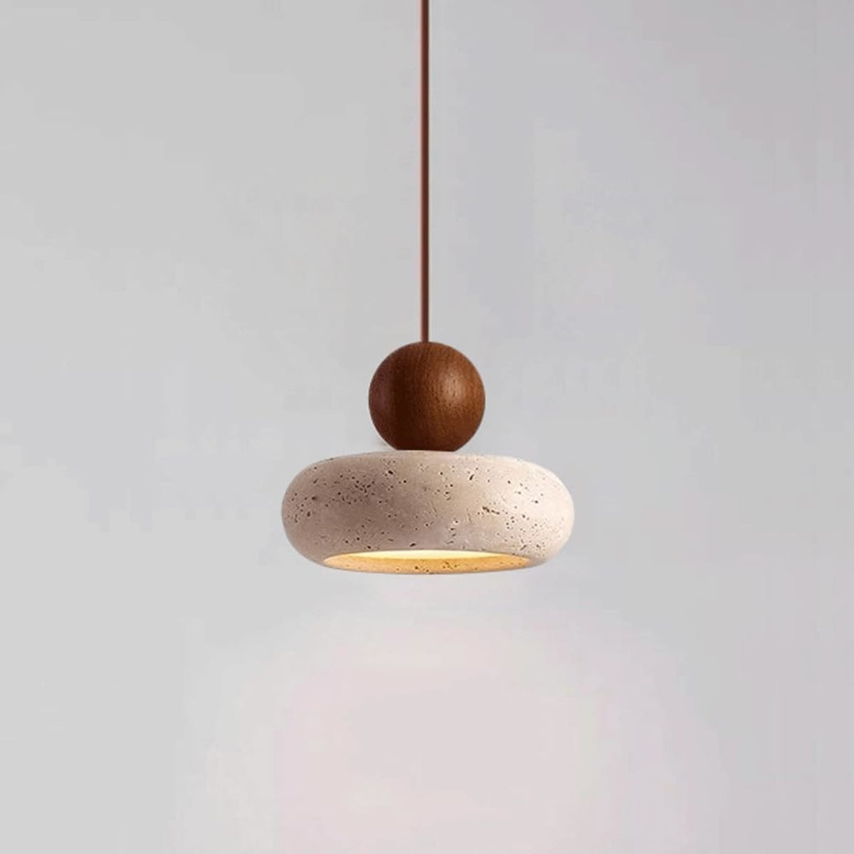 Modern Wood And Concrete Pendant Light With Warm LED Glow