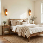 Modern Wood and Glass Wall Sconce for Living Room