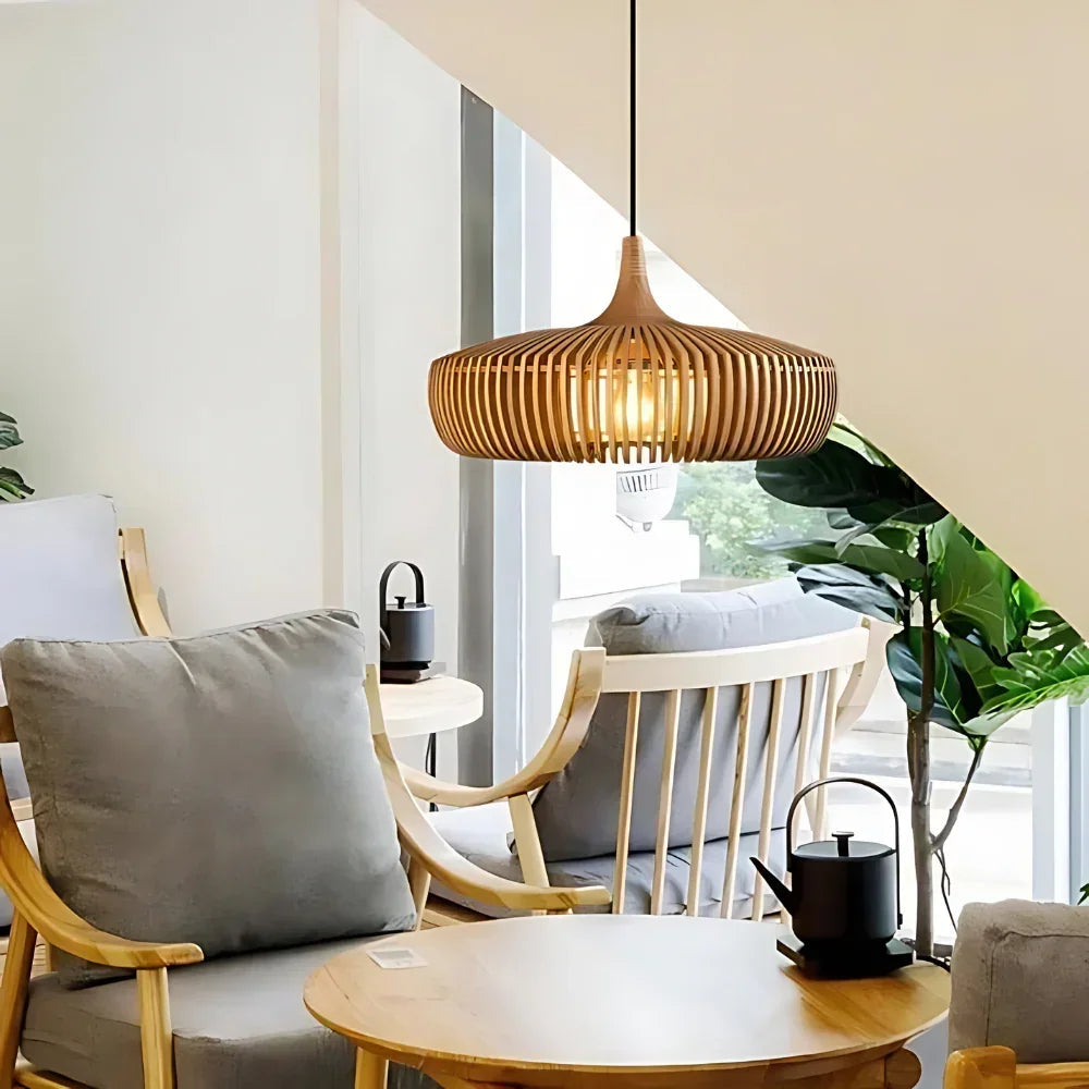 Scandinavian Wood Pendant Light for Living and Dining Rooms
