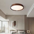 Scandinavian Wood Flush Mount Ceiling Light With Slim Low-Profile Design