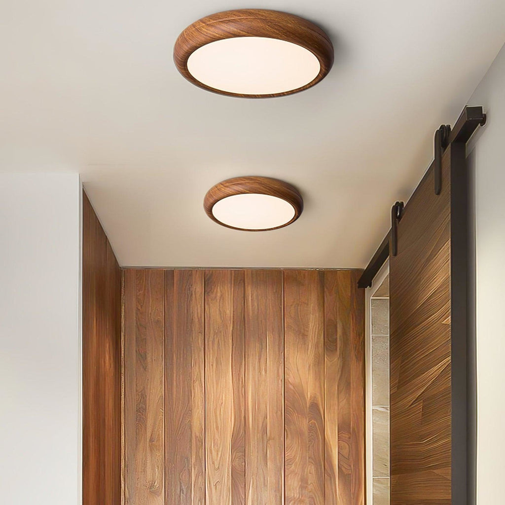 Scandinavian Wood Flush Mount Ceiling Light for Living Room