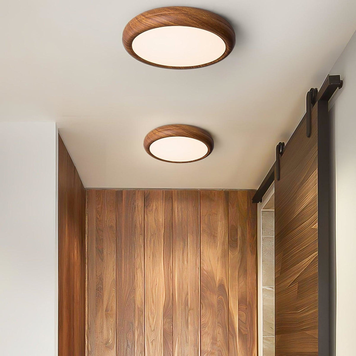 Scandinavian Wood Flush Mount Ceiling Light for Living Room