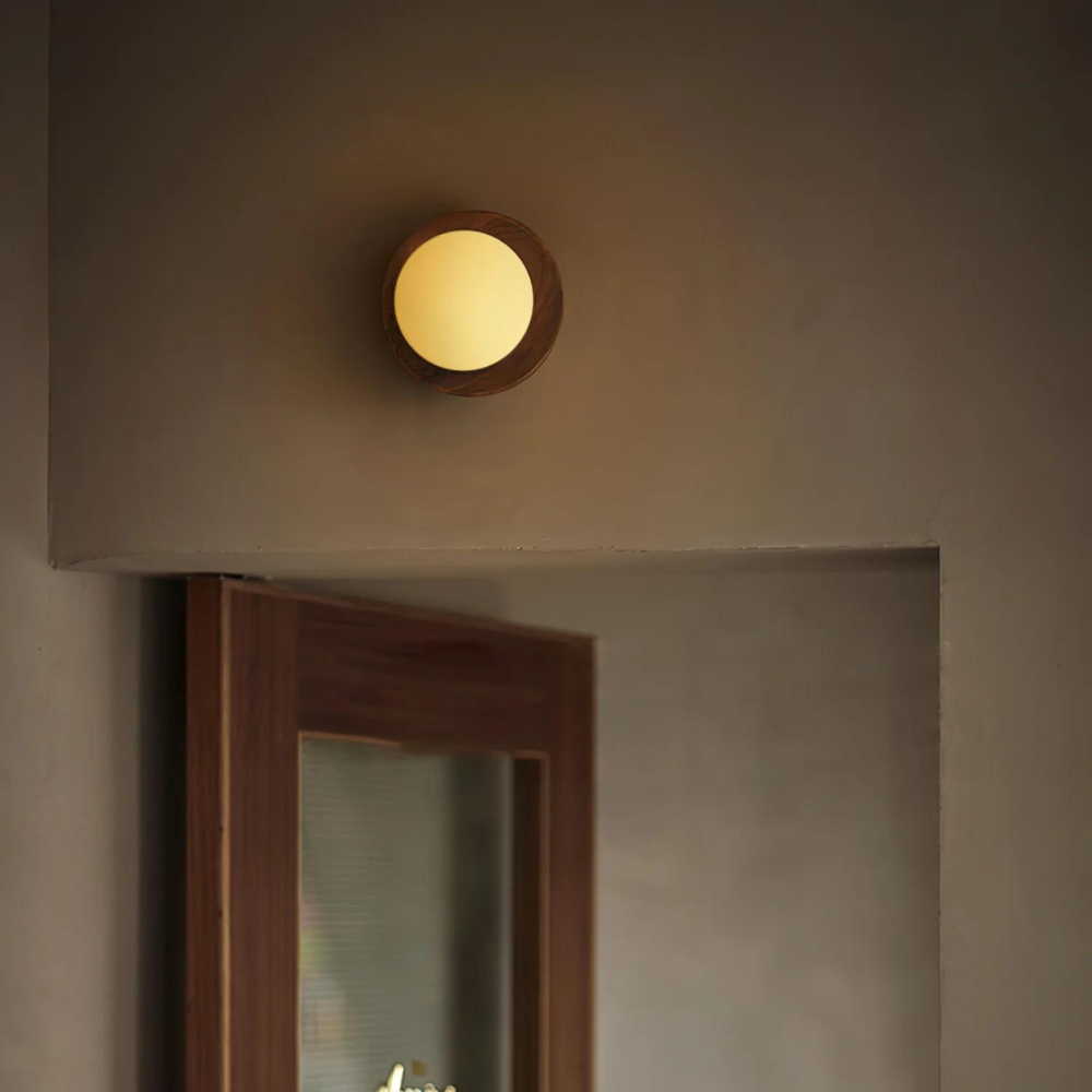 Nordic Natural Wood Wall Sconce LED Light With Globe Shade